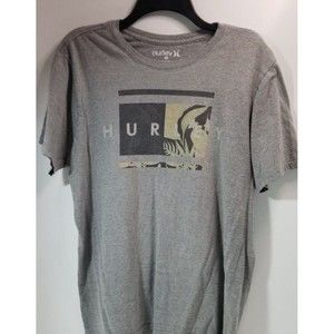 Hurley Mens Short Sleeve T-Shirt Tee Gray Size Lg Cotton Blend Unisex